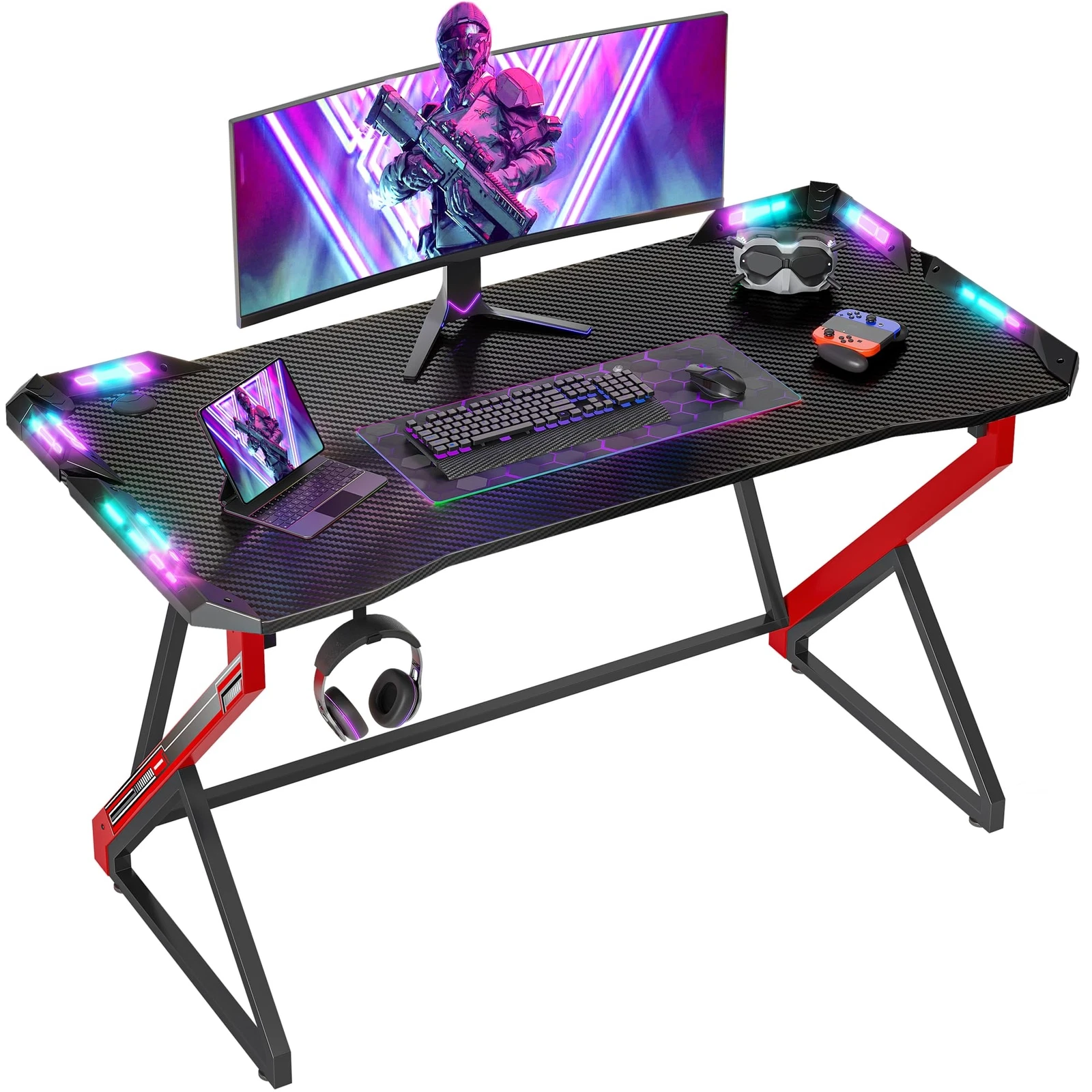 Gaming Desk with LED Lights, 40 Inch Computer Desk
